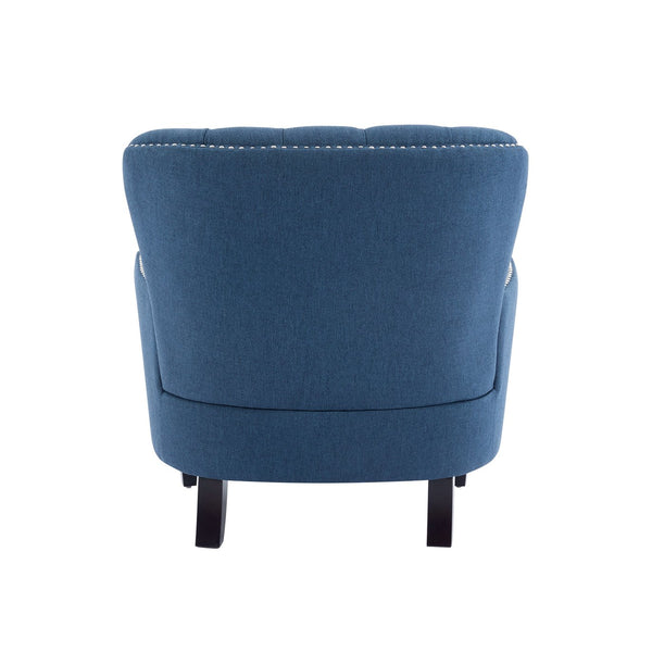 English Elm Christopher Knight Home® - Mirod Vintage Upholstered Lounge Chair with Tufted Back and Nailhead Trim, Solid Wood Legs, Cozy Comfort Navy Blue N760P253374V