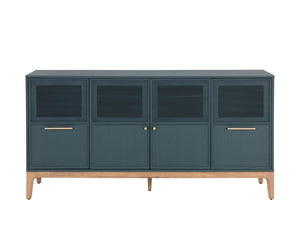 Sunpan Rivero Sideboard - Timeless Teal Oak Design with Ample Storage & Gold Hardware for Stylish Spaces