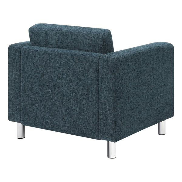 OSP Home Furnishings Pacific Club Armchair with Chrome Legs and Performance Fabric for Modern Living Rooms Armchair Navy PAC51-S76