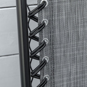 English Elm Outsunny Set Of 2 Portable Folding Bungee Sling Chairs For Camping, Beach, Backyard, Gray Mesh W2225P174102-GIGA