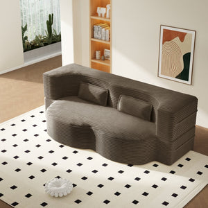 English Elm Modern Corduroy Floor Sofa Foldable Twin Sleeper Foam Filled for Dorms and Playrooms Coffee W1885P446609