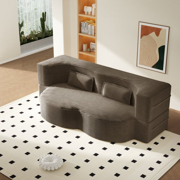 English Elm Modern Corduroy Floor Sofa Foldable Twin Sleeper Foam Filled for Dorms and Playrooms Coffee W1885P446609