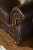 English Elm Leinster Fabric Upholstered Nailhead Loveseat In Espresso