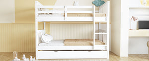 English Elm Full Over Bunk Bed with Twin Trundle Solid Pine Frame Gray Convertible LT100204AAK-1
