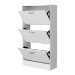 English Elm PIECES Slim Vertical Shoe Rack with 3 Flip-Down Compartments, Scratch-Resistant Melamine, Modern Organizer White 50 L x 24 W x 6 H B128P387073
