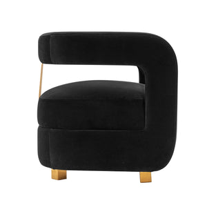 English Elm Amirah Velvet Lounge Chair Black — Luxurious High-Density Foam, Gold Legs, 440 lb Capacity, Pre-Assembled B365P398006