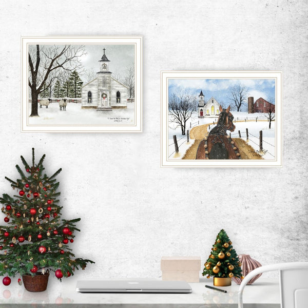 English Elm Trendy Decor 4u Billy Jacobs Folk Winter Two Panel Framed Art Set for Home Walls B067P255218