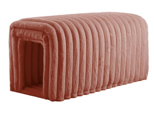 English Elm Ottoman Corduroy Storage Bench with Hidden Cat Nest and Plush Rabbit Footrest for Home Comfort Brown W1825P235544