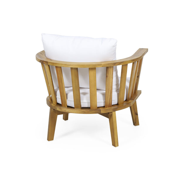 English Elm Christopher Knight Home® - Outdoor Acacia Wood Patio Club Chair — Teak Finish, Waterproof Plush Cushions, Deep Seating, 400lb Capacity, Stylish Slat Back 64851.00WHI