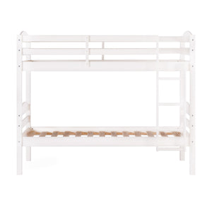 English Elm Walker Edison - Transitional Solid Pine Twin-Over-Twin Bunk Bed Frame with Safety Rails, Ladder & Slat Support White 81 L x 14.76 W x 9.84 H B185P326695