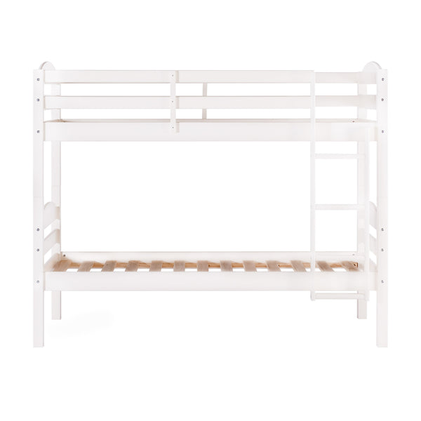 English Elm Walker Edison - Transitional Solid Pine Twin-Over-Twin Bunk Bed Frame with Safety Rails, Ladder & Slat Support White 81 L x 14.76 W x 9.84 H B185P326695