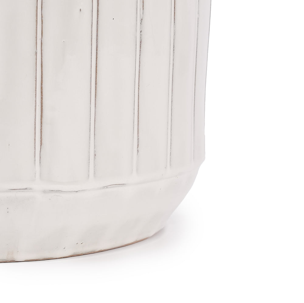 English Elm 4 Pieces Ceramic Flowerpot Set with Hand-Glazed Finish, Precision Molded Planters for Patio Decor Cream Color W3273P322015