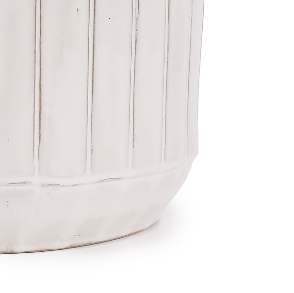 English Elm 4 Pieces Ceramic Flowerpot Set with Hand-Glazed Finish, Precision Molded Planters for Patio Decor Cream Color W3273P322015