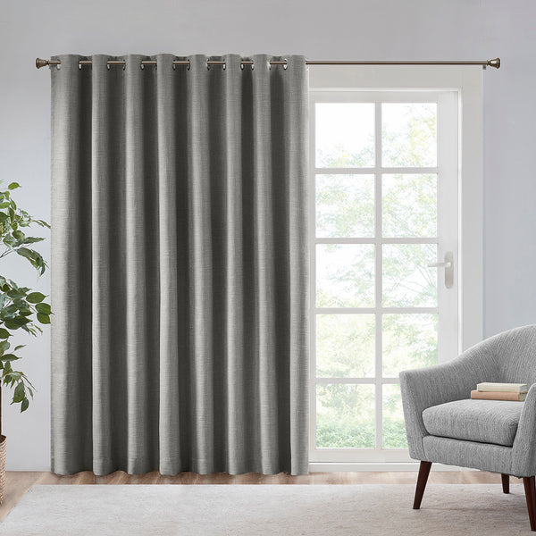 JLA Home SunSmart - Printed Heathered Blackout Window Patio Panel with Thermal Foamback, Noise Reduction, Grommet Top Finish Grey SS40-0108