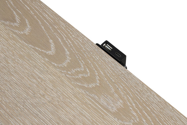 English Elm 3pc Eastern King Bedroom Set Oak Veneer Channel Padded Headboard Two Nightstands B2741S00858