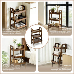 English Elm 100% Solid Wood Three Tier Ladder Shelf Freestanding Bookcase for Bedroom or Office W3204P445671
