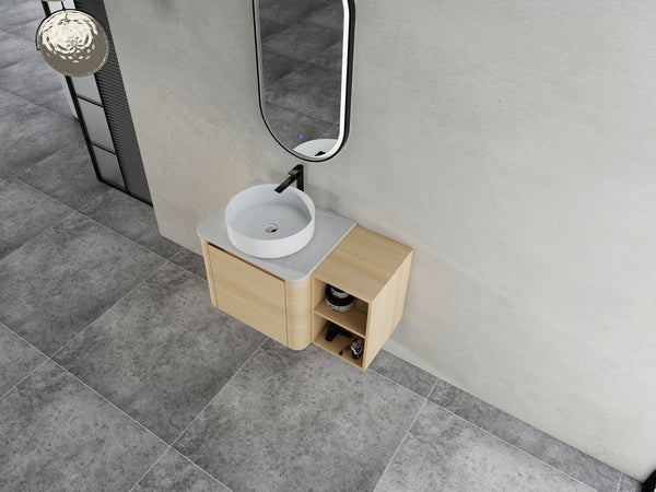 English Elm 36'' Wall-Mounted Bathroom Vanity With Stylish Ceramic Sink, Soft-Close Door, And Smart Storage Solutions W999S00467