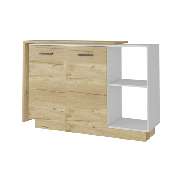 English Elm Worland,kitchen Island with Open Shelving and Wenge Finish for Modern Prep Spaces B128S00205