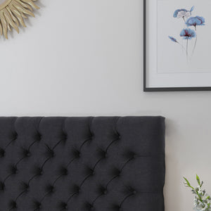English Elm Christopher Knight Home® - Tufted Upholstered Queen Size Headboard with Button Detail, Adjustable Height, Velvet Finish, Modern Appeal Charcoal grey 55444.00DCHAR