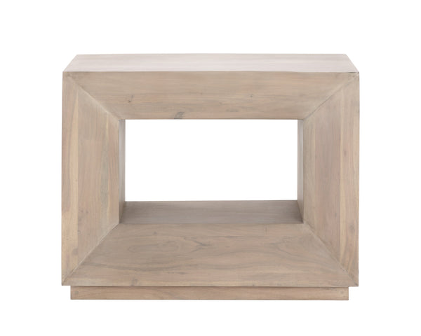 Sunpan Thales Nightstand - Modern Geometric Design in Solid Acacia Wood for Elegant Bedroom Décor Light Acacia