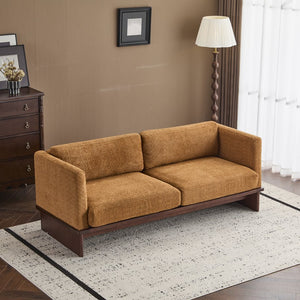English Elm Christopher Knight Home® - 77 Modern 3-Seater Boucle Sofa with Solid Walnut Base, Square-Arm Design, Durable Breathable Fabric Camel N773IS00033N