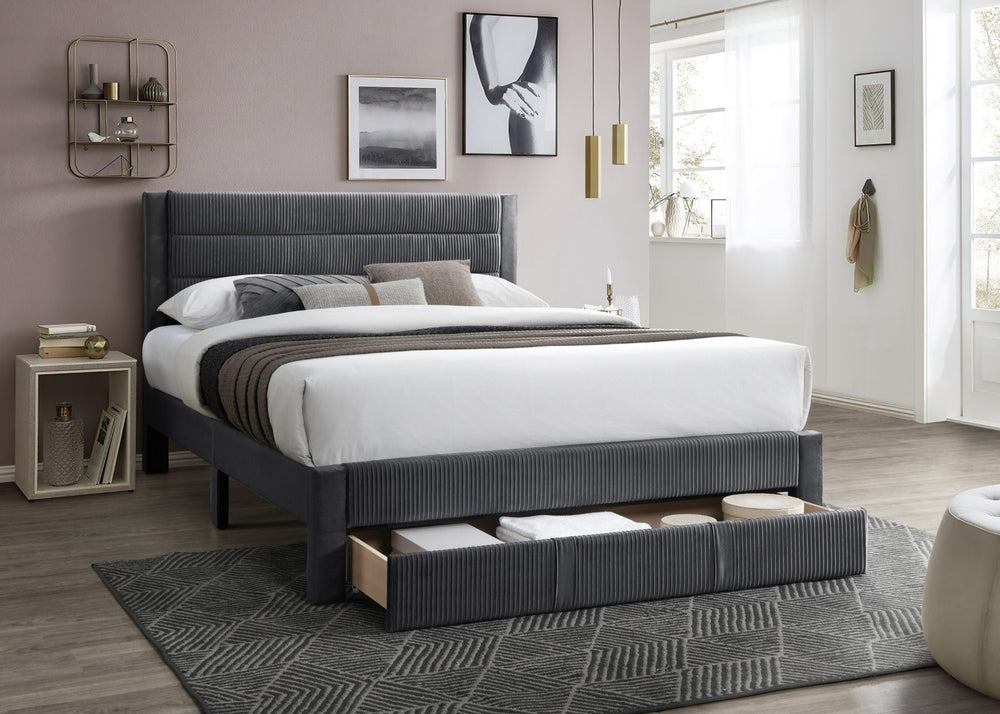 English Elm Luxury Corduroy Platform Full Bed with Storage Drawer and Channel Tufted Headboard B011P418592