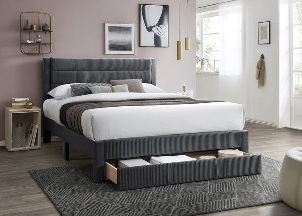 English Elm Luxury Corduroy Platform Full Bed with Storage Drawer and Channel Tufted Headboard B011P418592
