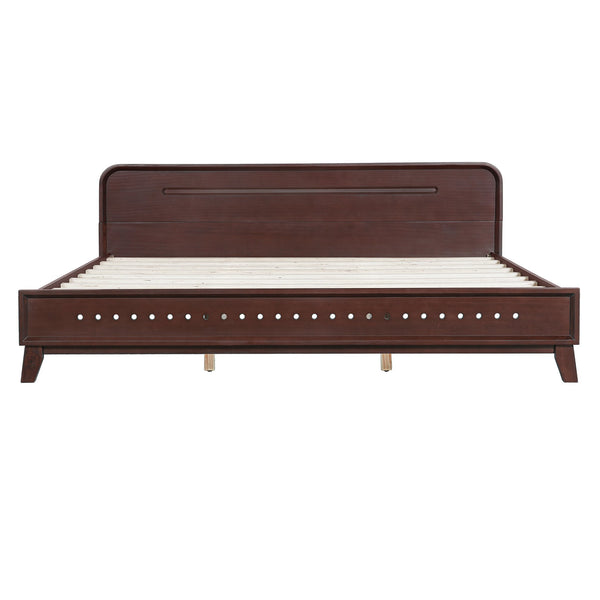 English Elm Christopher Knight Home® - Pine Solid Wood King Size Bed In Dark Walnut – Durable, Stylish, No Box Spring Needed, Easy Assembly N770P291026W_N770P291027W