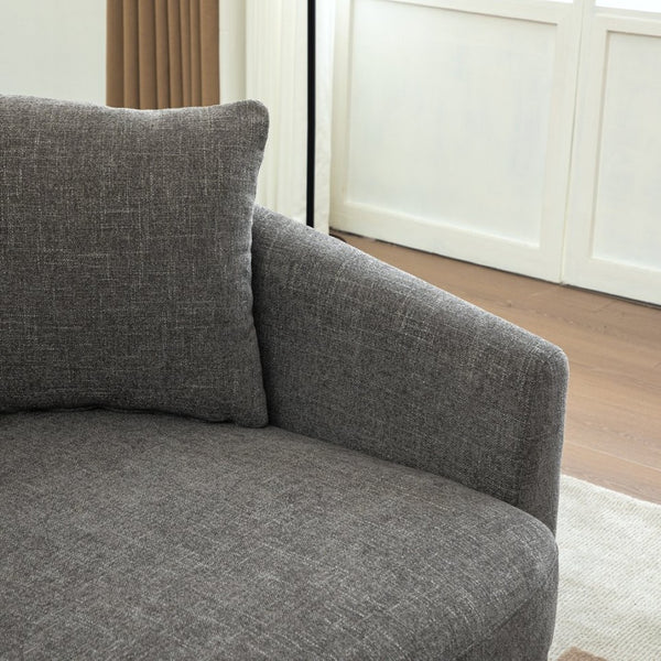 English Elm 56.3'' Oversized Barrel Lounger Chenille Cuddle Chair with Pocket Spring Deep Seat Gray W3118S00038