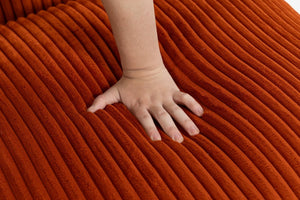 English Elm L Shaped Corduroy Modular Sectional with Cloud Cushions Footstool and Lumbar Pillows Orange W395S00137