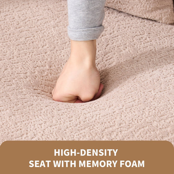 English Elm LY-025S Curved Loveseat Sofa Compact 65" chenille upholstery, 30D foam with spring core, 300lb capacity, 3 pillows, apartment-friendly Apricot Cream W2231P292607