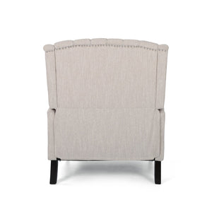 English Elm Christopher Knight Home® - Push Back Recliner Chair with Nailhead Trim and Tufted Wingback, Oversized Pushback Lounge Comfort Beige 64257.00BGE