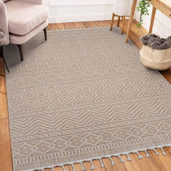 English Elm Loom 8X10 Mocha Geometric Area Rug - Durable Indoor/Outdoor Design, Stylish & Easy To Care For B335P289589