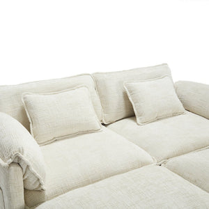 English Elm United Cozy Two-Seat Chenille Sofa With Detachable Armrests, Footstools, And Side Pockets For Comfort P2 W1568S00137-GIGA