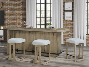 English Elm English Knotty Oak Veneer Counter Bar with Open Shelving for Home Entertaining B2699P454946
