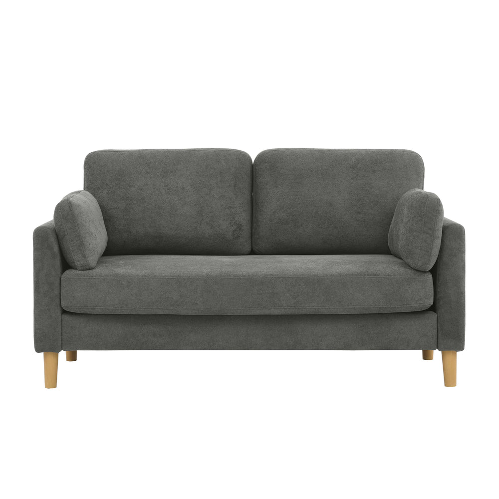 English Elm Modern compact 2-seater sofa with plush cushions and sturdy wooden legs for stylish small spaces Gray B343P316287