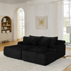English Elm Two-Seater Lazy Lounge Chair – Plush Velvet Sofa For Cozy Living Rooms & Bedrooms, No Assembly Required W487S00347-GIGA