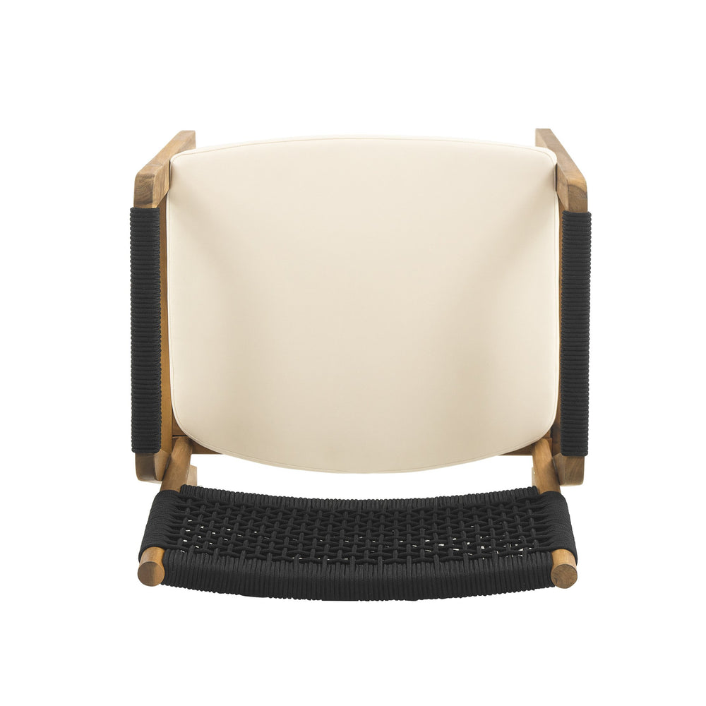 English Elm Christopher Knight Home® - Outdoor Acacia Wood Dining Armchair with Rope Weave Back, Water-Resistant Cushion, Durable 400lb Black,Teak+ Beige N773P210139B