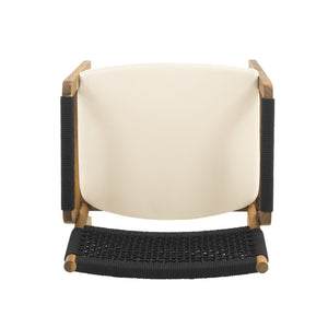 English Elm Christopher Knight Home® - Outdoor Acacia Wood Dining Armchair with Rope Weave Back, Water-Resistant Cushion, Durable 400lb Black,Teak+ Beige N773P210139B