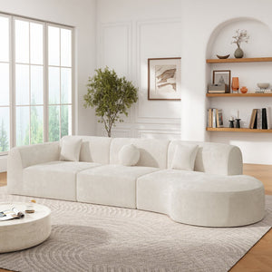 English Elm Christopher Knight Home® - 140" Modern Curved Sectional Sofa with Plush High-Density Sponge, Chaise, Fully Assembled Luxe Seating Beige N767P277684A