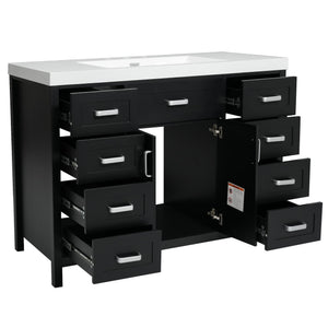 English Elm Christopher Knight Home® - 48" Bathroom Vanity with Sink Combo | 2 Doors 8 Soft-Close Drawers, Resin Top, Pine Legs Black N759S337621B
