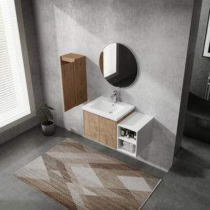 English Elm 36" Wall-Mounted Bathroom Vanity With Resin Sink & Side Cabinet - Modern Storage, Soft-Close Design W999S00224