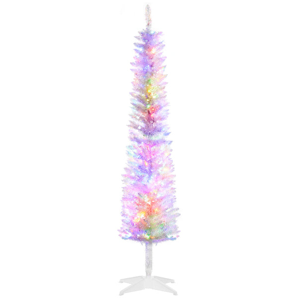 English Elm Homcom 5Ft Pencil Prelit Artificial Christmas Tree With 150 Colorful Leds – Perfect For Small Spaces! W2225P249677