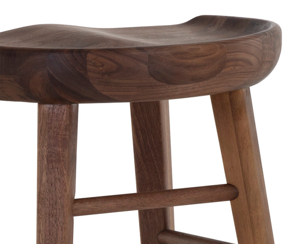 Sunpan Dominic Counter Stool - Solid Oak Craftsmanship with Sculpted Seat for Elegant Modern Spaces Walnut