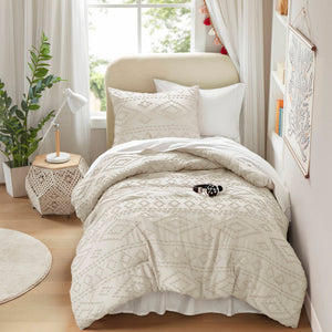 JLA Home 510 Design - Comforter Tufted Boho Mini Set with Brushed Microfiber Reverse, OEKO‑TEX Certified, Lightweight Cozy Layer Beige AM10-0542