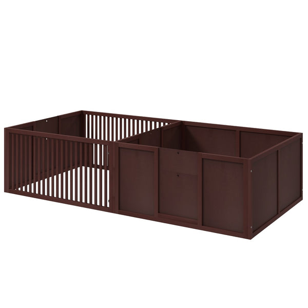 English Elm Pawhut Whelping Box For Dogs - Spacious, Durable, Two-Room Design With Removable Doors, Coffee Finish W2225P200572-GIGA