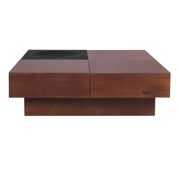 English Elm Christopher Knight Home® - ITALIAN Acacia Wood Retro Coffee Table with Storage Compartments, Brown & Black Midcentury Charm N770P270584B