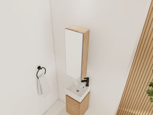 English Elm 10'' Wall Mounted Medicine Cabinet with Adjustable Glass Shelves and Jewelry Organizer W999P470283
