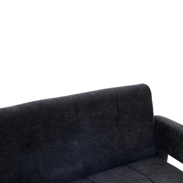 English Elm Nordic Ergonomic Double Armchair Upholstered Chenille Two-Seater Sofa 550lb Capacity Compact Lounge Chair Black W395P380537