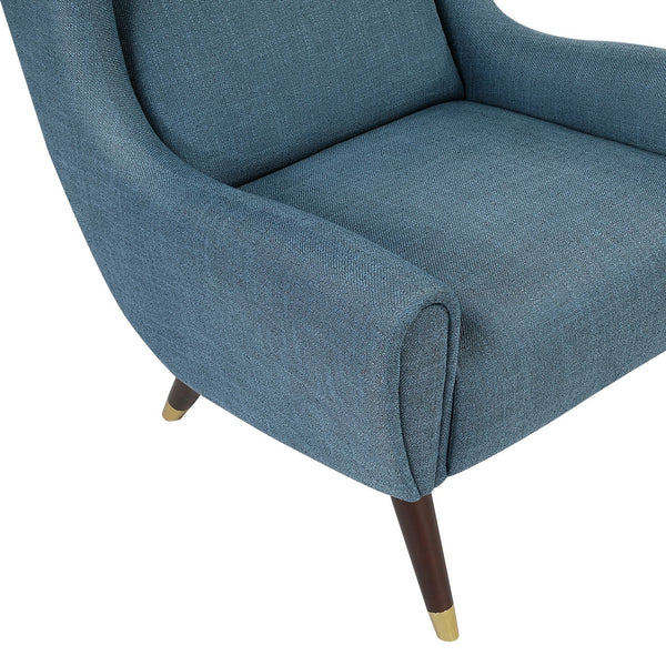 English Elm Modern Wingback Upholstered Accent Chair with Solid Wood Frame, Gold-Tip Legs, Plush Pocket Coil Comfort Blue 30.5 L x 33.5 W x 32 H B011P393056